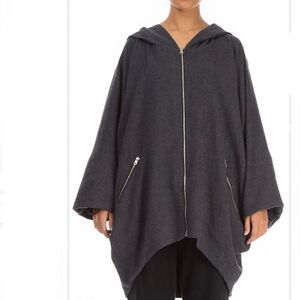 Express L poncho, cape Gray wool, BOHO, Steam Punk
